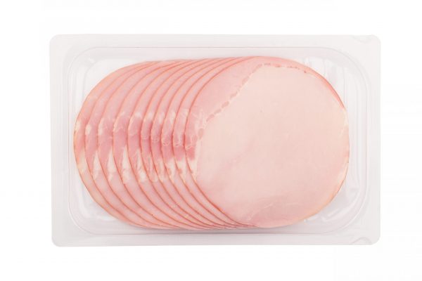 smoked pork fillet packaging isolated on white